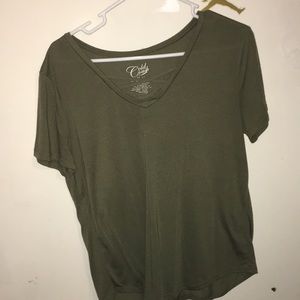 Olive green V neck
